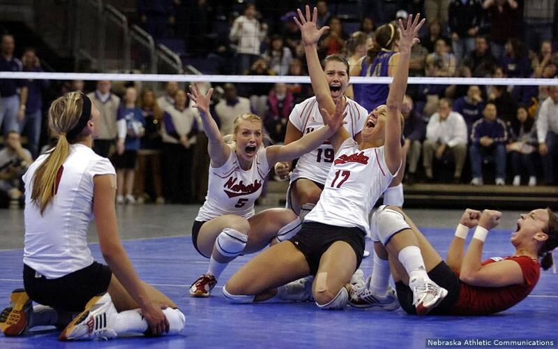 Jordan Larson celebrates during her NCAA Tournament experience