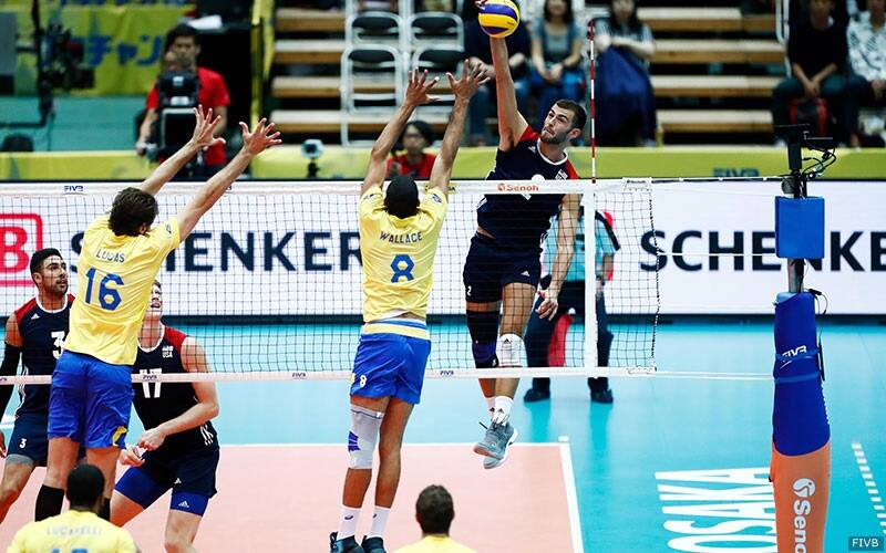 Aaron Russell attacks for U.S. Men's Team