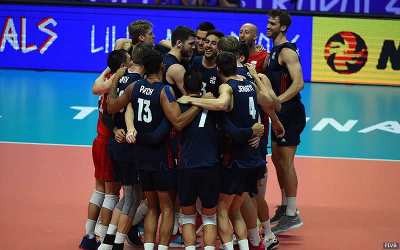 U.S. Men celebrate at Volleyball Nations League