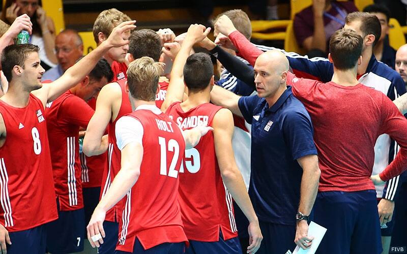 The U.S. Men put hands in before the match
