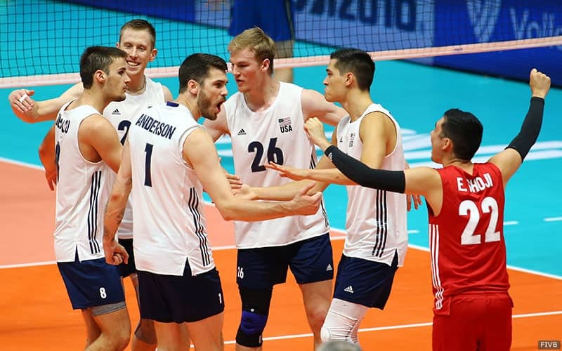 The U.S. Men's Volleyball Team celebrates