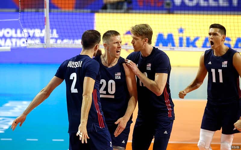 The U.S. Men celebrate scoring a point