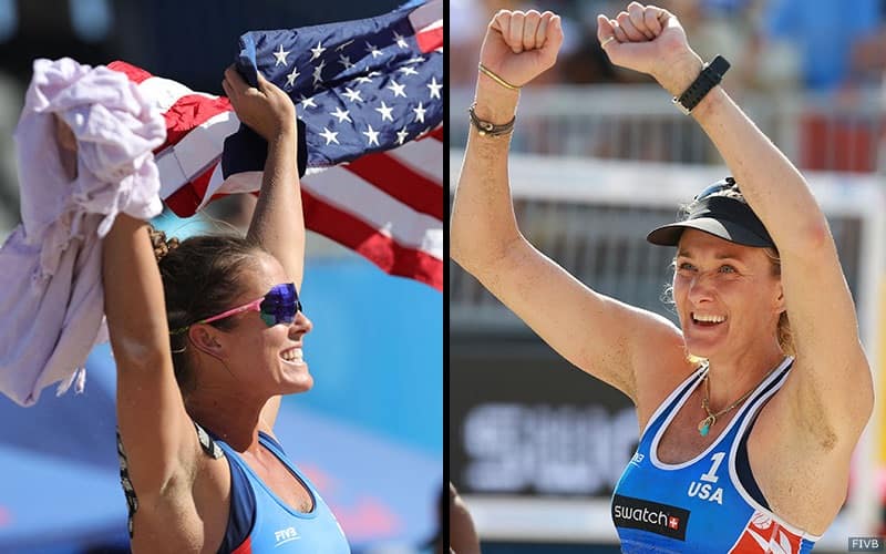 Beach volleyball players Brooke Sweat and Kerri Walsh Jennings