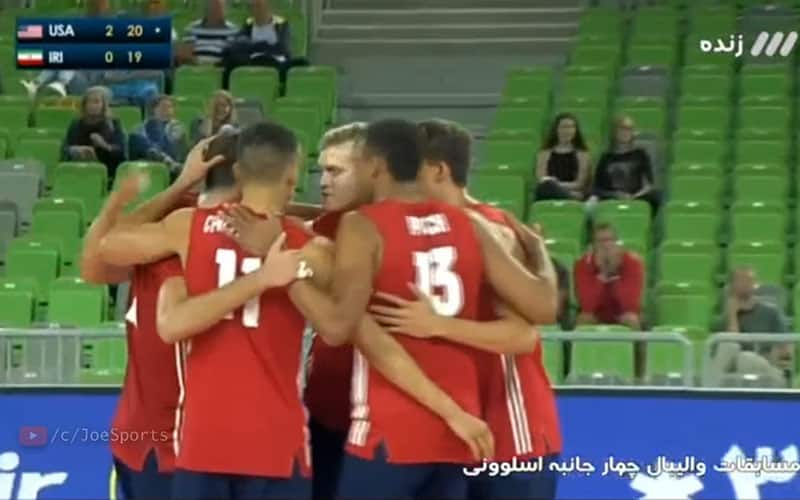The U.S. Men's National Team huddles after winning a point