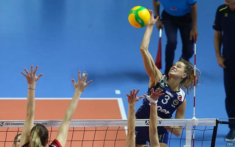 Kelsey Robinson, who has co-authored a recently released e-book, attacking for Fenerbahce in European Champions League action