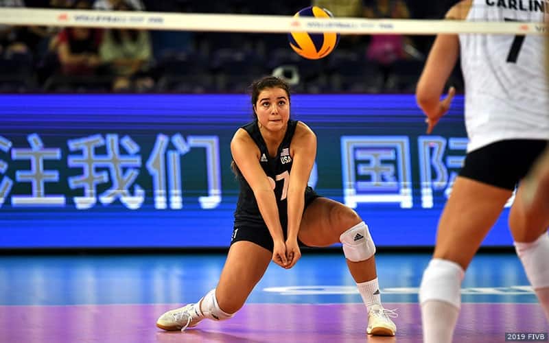 Mary Lake passes during Team USA's win over Poland