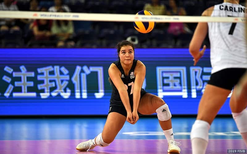 Mary Lake passing during 2019 FIVB Volleyball Nations League