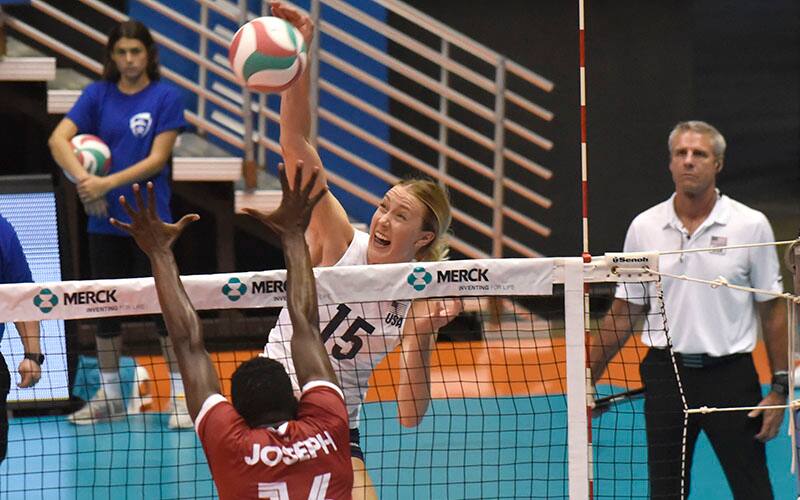 Kim Hill attacks in Team USA's sweep over Canada in NORCECA Championship semifinals