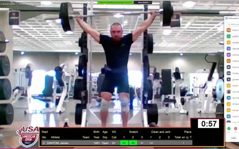 Screenshot of online weightlifting competition