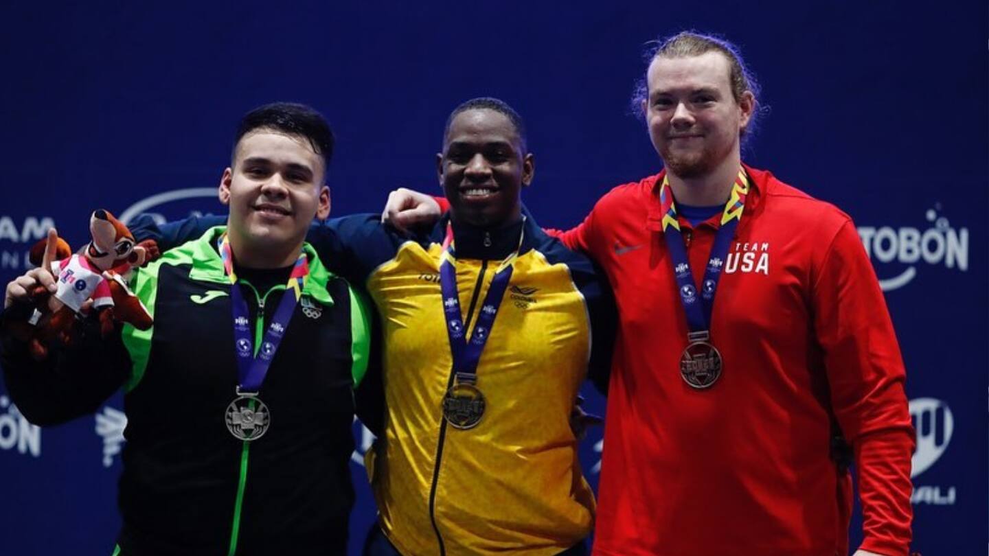 Morgan McCullough on men's 109kg podium