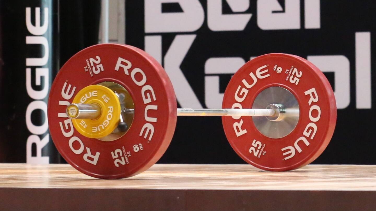 Barbell on the platform at USA Weightlifting Nationals