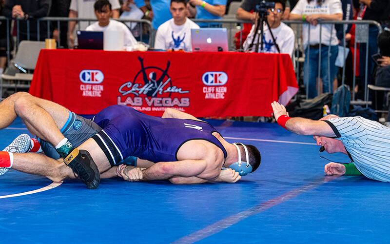 Ryan Deakin of Northwestern pins an opponent at the 2021 Cliff Keen Las Vegas Invitational