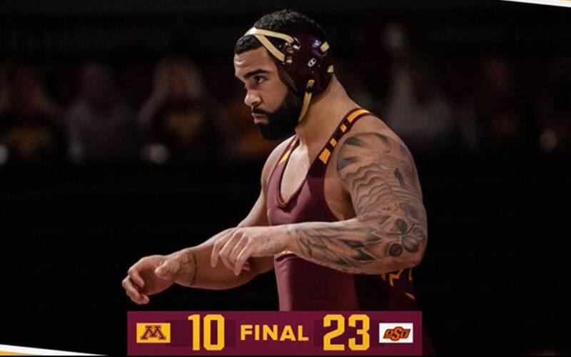 Gable Steveson (Mijnnesota) in dual meet against Oklahoma State