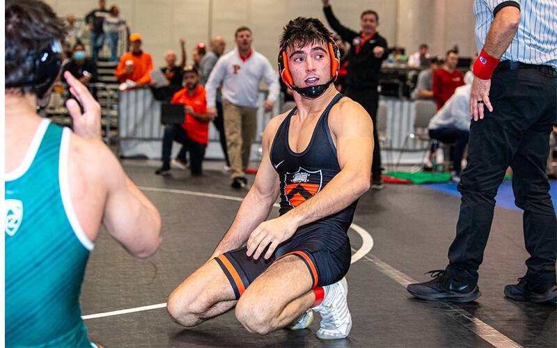 Pat Glory looks to his corner after winning a match at the 2021 CKLV