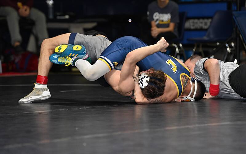 Chattanooga's Fabian Gutierrez completes a pin at the 2022 Southern Scuffle