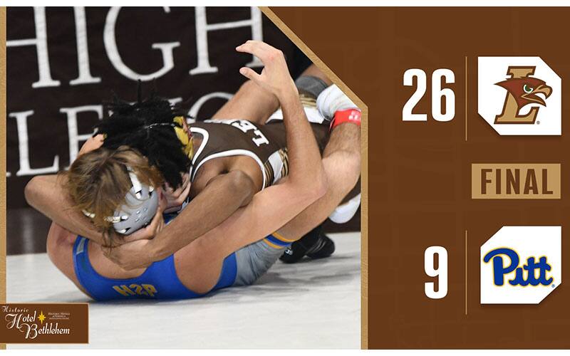Graphic for the Lehigh victory over Pitt