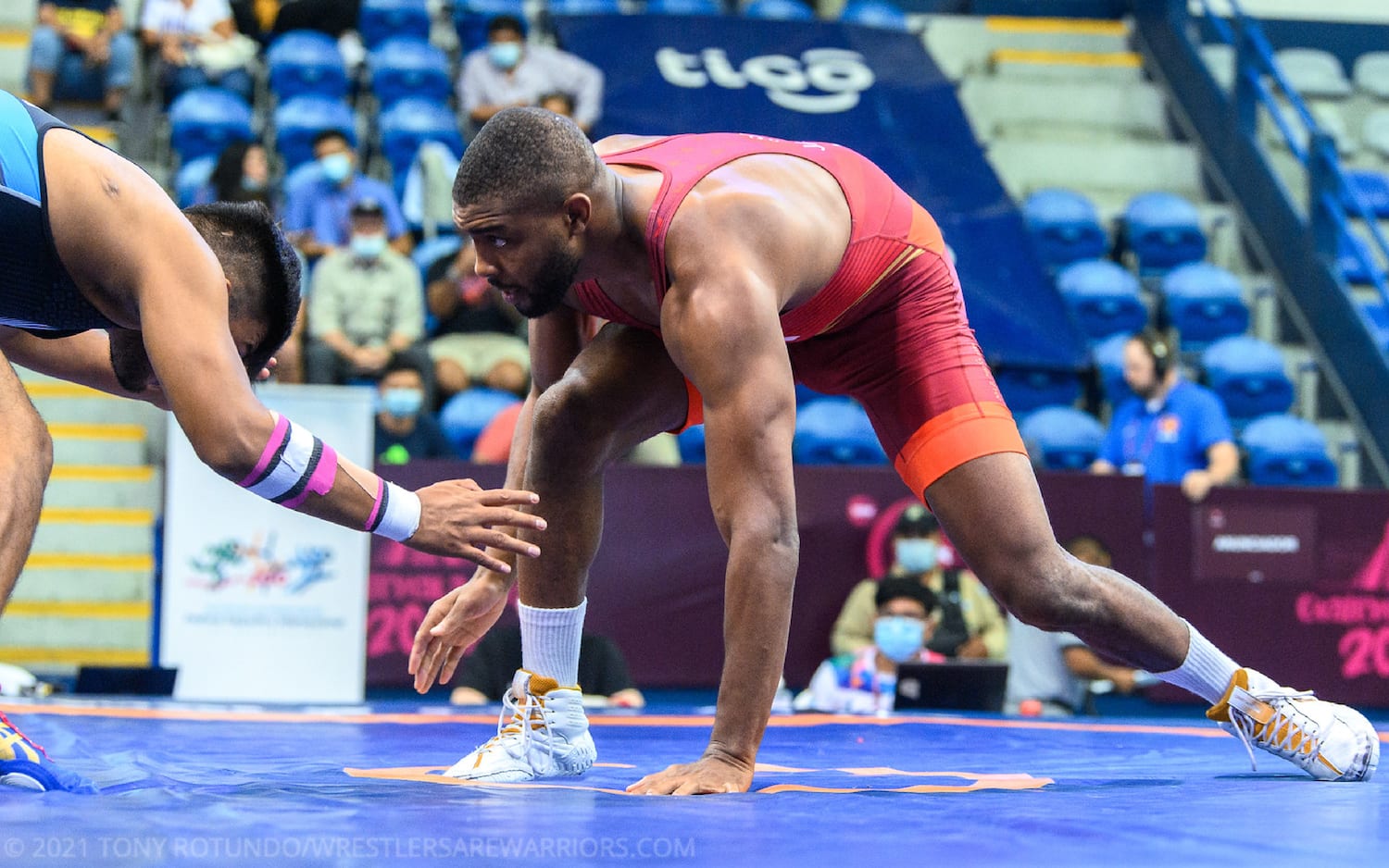 Nate Jackson in his stance at the 2021 Pan Am Championships