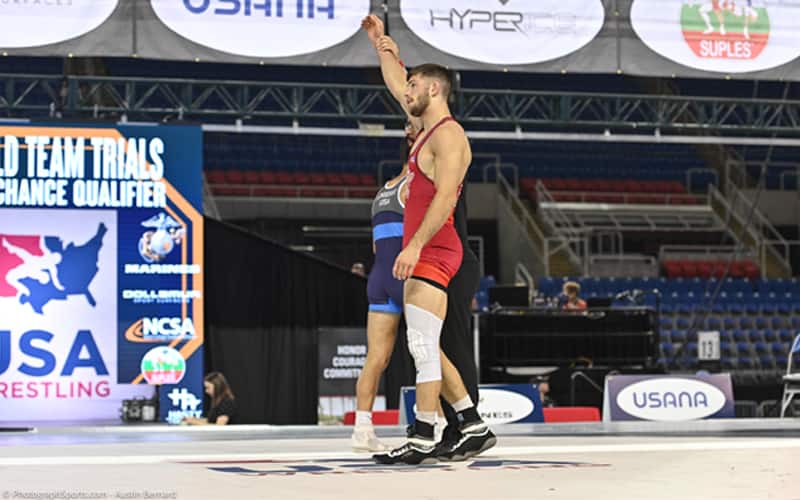 Ryan Deakin has arm raised after victory