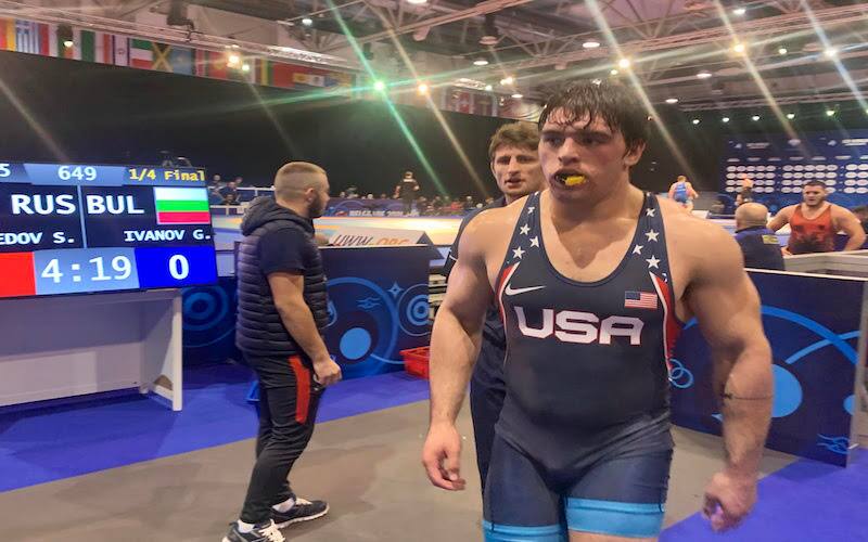 Tony Cassioppi walks off the mat after a win at the U23 World Championships