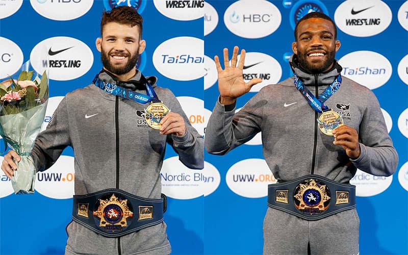 2021 World champions Thomas Gilman and Jordan Burroughs (USA)