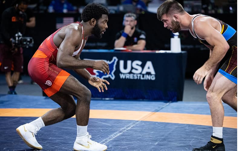 James Green in his stance at the 2021 Senior Nationals