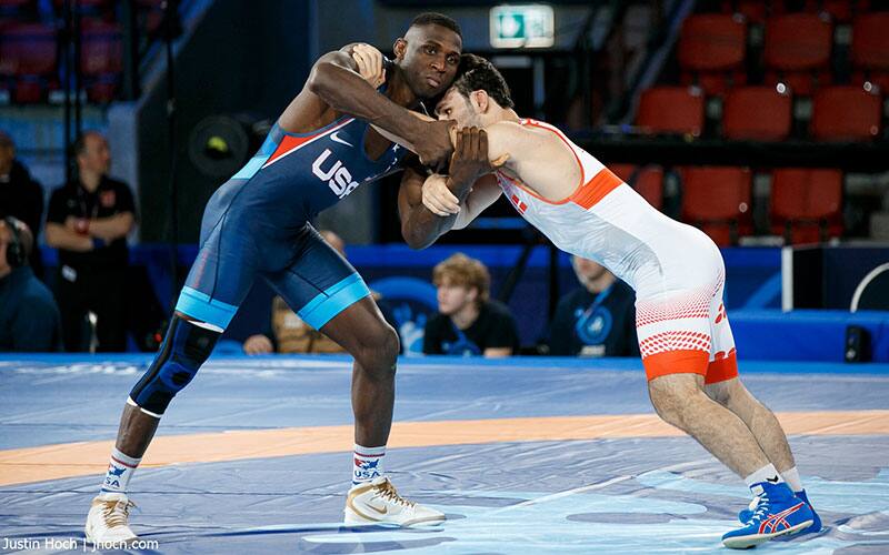 Alan Vera (USA) pummels with Bisultanov (DEN) at 2021 Worlds in Oslo