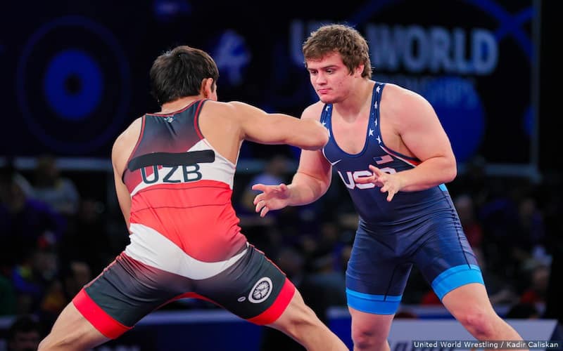 Tommy Brackett (USA) wrestles at the 2021 U23 World Championships
