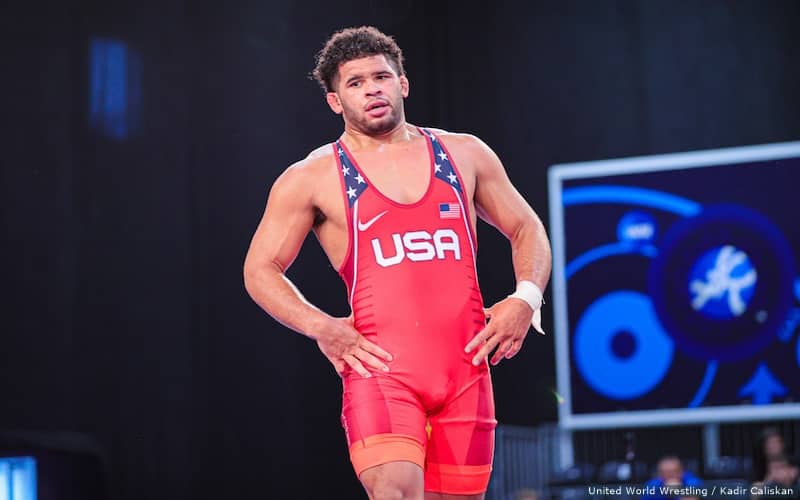 Nicholas Boykin wrestles at the 2021 U23 World Championships