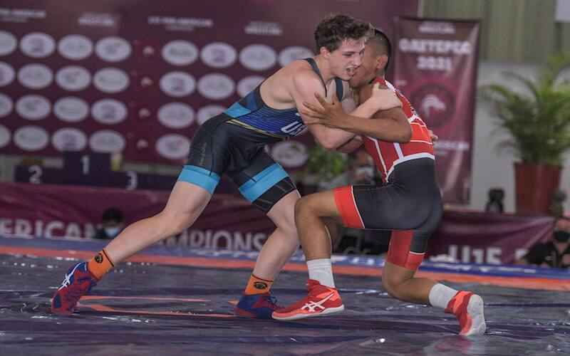 Travis Grace wrestles at the 2021 U15 Pan American Championships