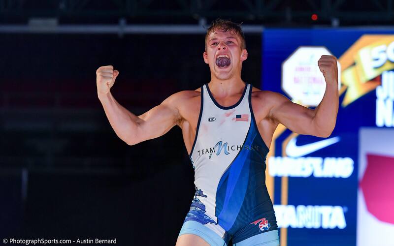 Manuel Rojas of Michigan after winning 2021 Junior Nationals