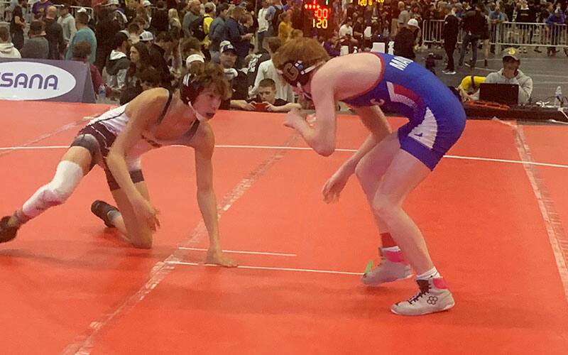 Colson Hoffman (Complex Training) and Vinny Mayberry (MWC Wrestling Academy) at the Preseason Nationals
