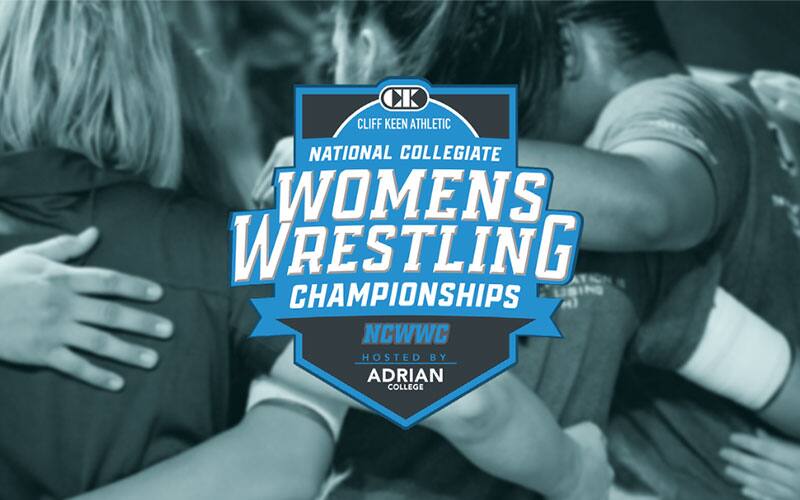 Logo of the 2022 NCWWC with a background graphic of women wrestlers