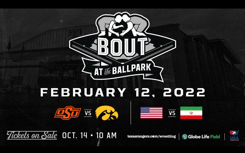 Bout at the Ballpark Graphic, with USA Wrestling, Iowa and Oklahoma State logos included