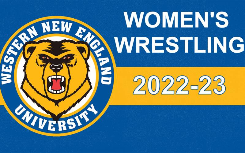 Western New England University women's wrestling graphic, with its athletics logo