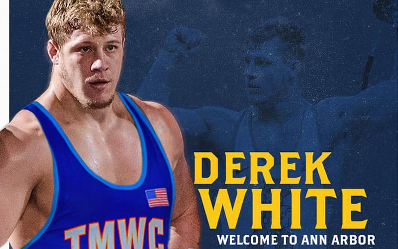 Graphic with photo of Derek White and Cliff Keen WC