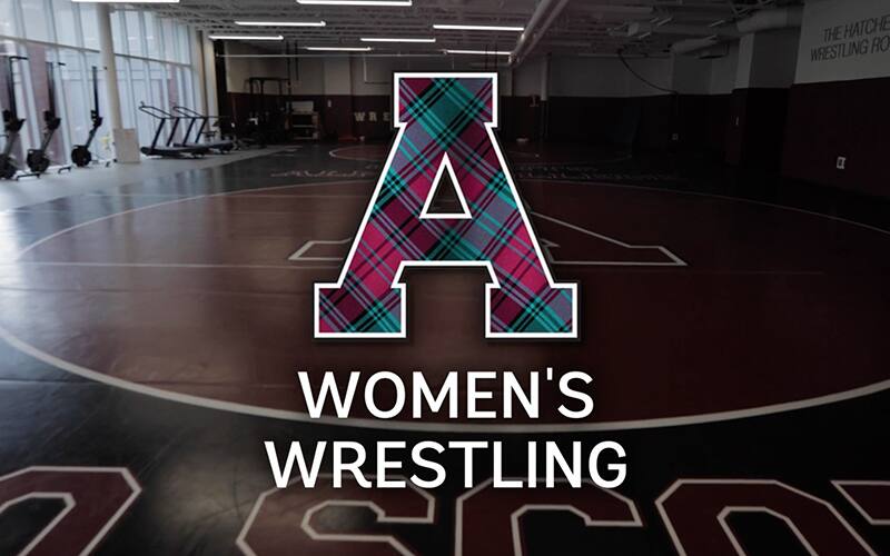 Graphic for Alma College announcing women's wrestling