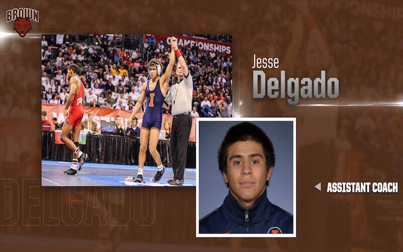 Graphic for Jesse Delgado's assistant coach hiring at Brown