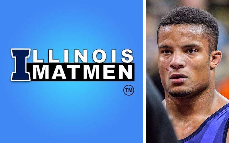 Illinois Mat Men logo and photo of Mark Hall