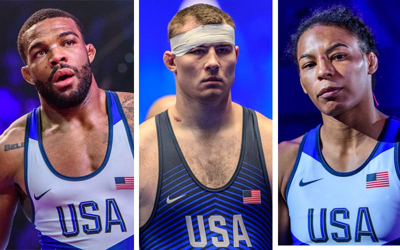 Competition portraits of Jordan Burroughs, Adam Coon and Jacarra Winchester