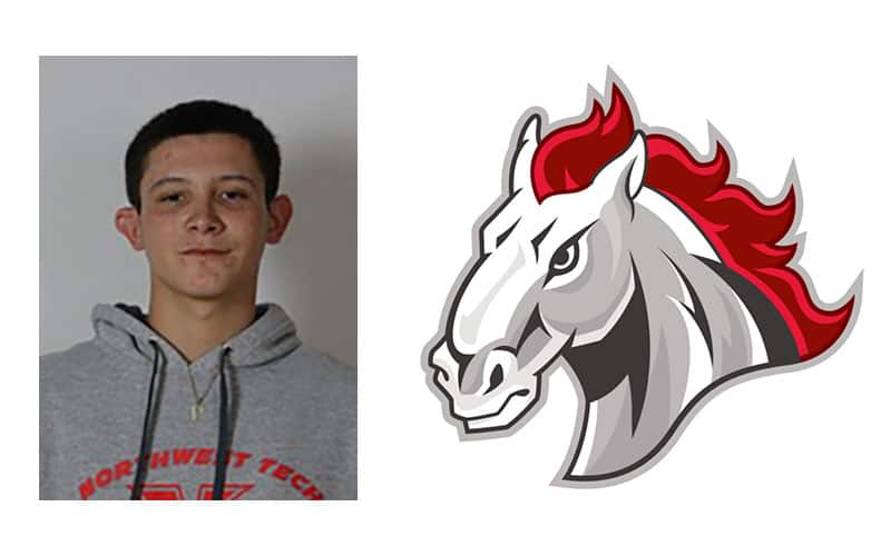 Photo of Jacob Rivera, with the Northwest Tech athletics logo