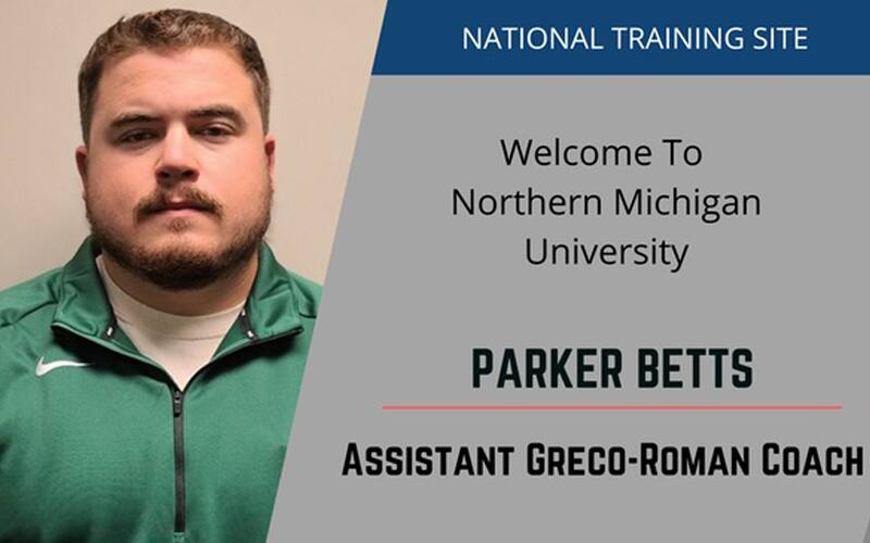 Photo of NMU NTS Assistant Coach Parker Betts in a welcome graphic