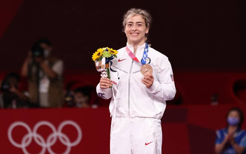 Helen Maroulis with her Olympic bronze medal in Tokyo