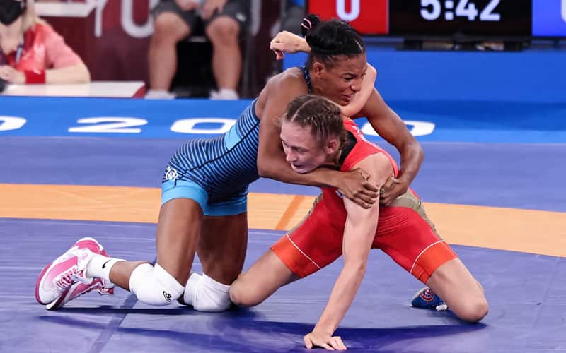 Jacarra Winchester (USA) competing in the Tokyo Olympic Games