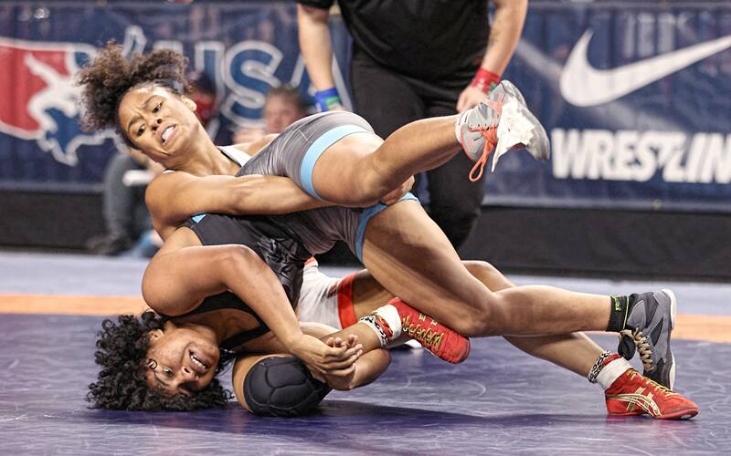 Maya Nelson competing at World Team Trials
