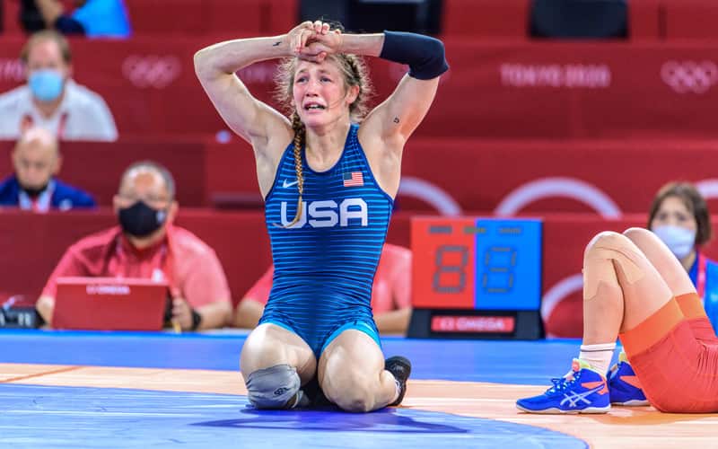 Sarah Hildebrandt after winning her Olympic bronze medal