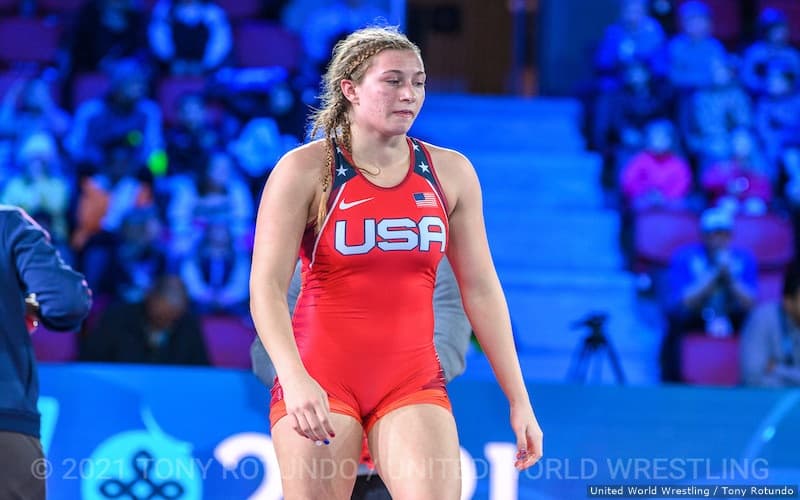 Kylie Welker wrestles at the 2021 World Championships