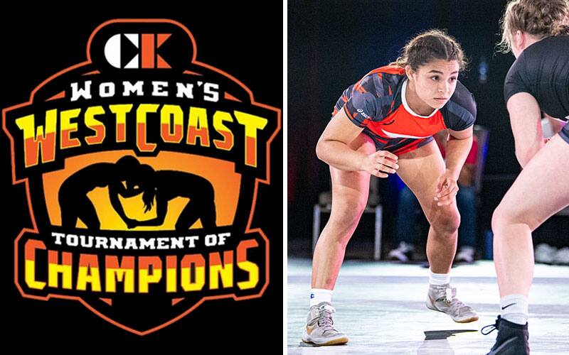 Women's West Coast Tournament of Champions logo, and photo of Katie Gomez (Birmingham High School)