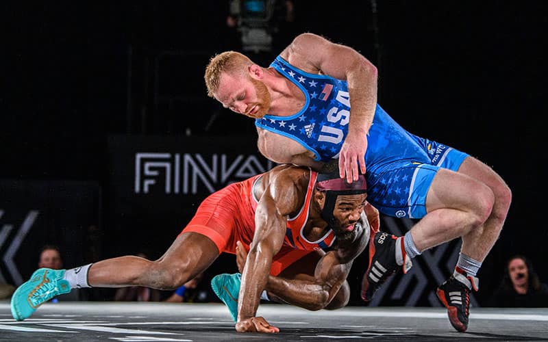 Jordan Burroughs scores a takedown on Chance Marsteller in Final X New York