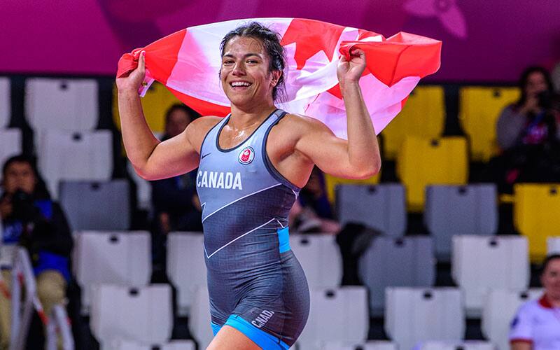 Justina DiStasio (Canada) with Canadian flag