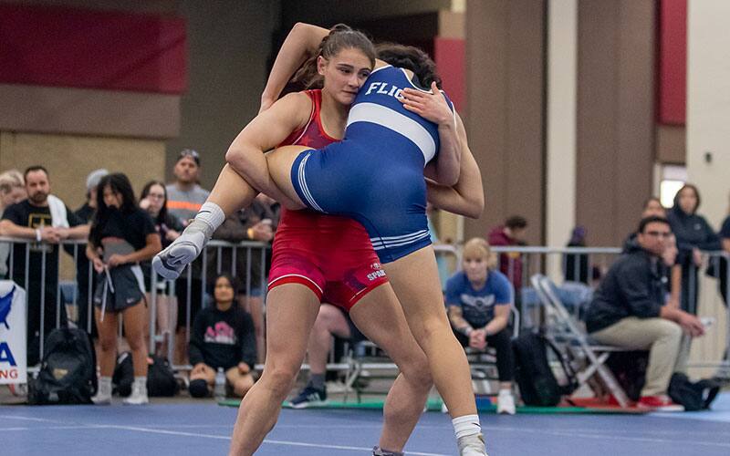 Estrella Nanea (TMWC) scores a takedown at the 2022 USMC U20 Women's Nationals